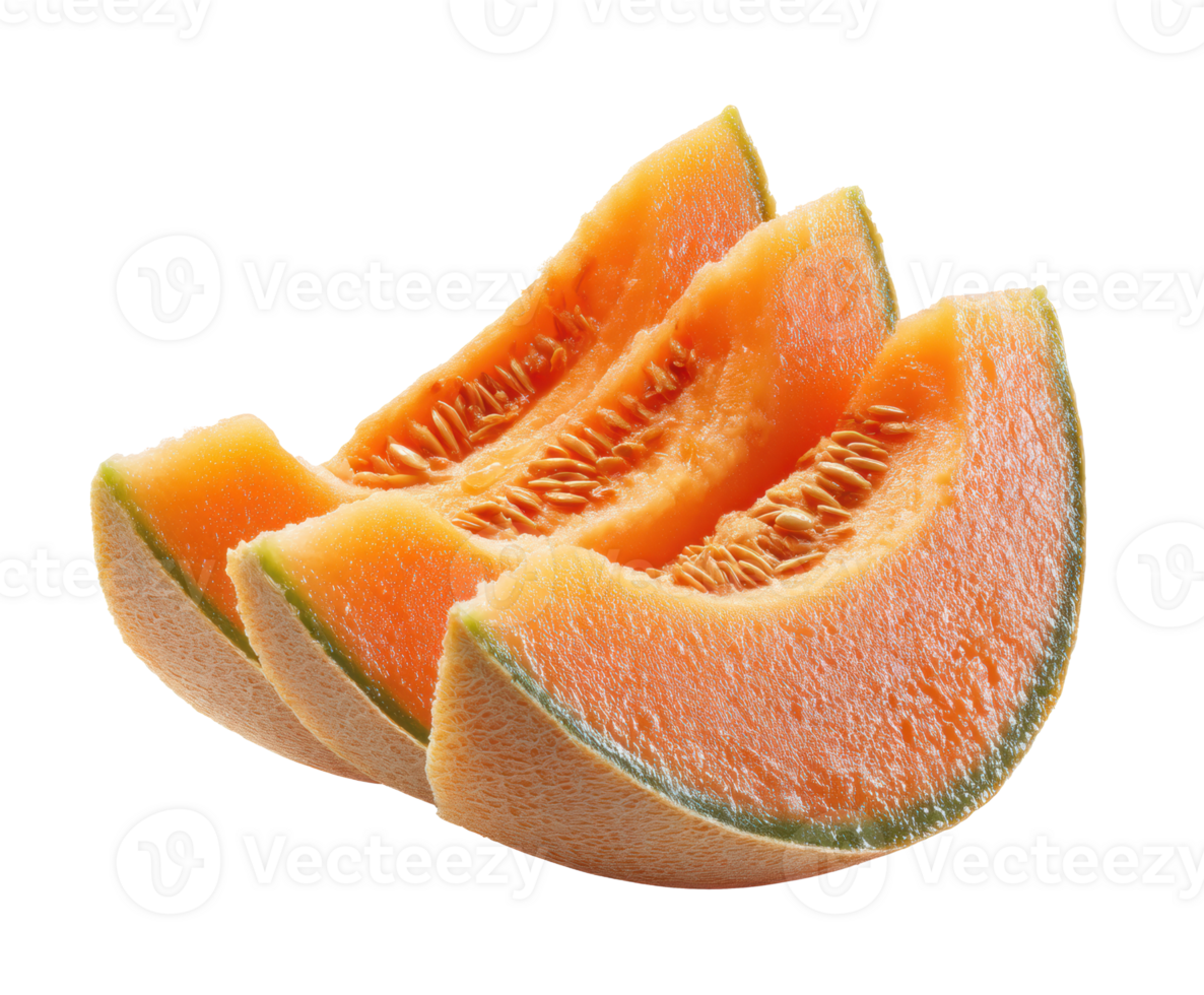 Fresh cantaloupe slices for healthy snacks and desserts png