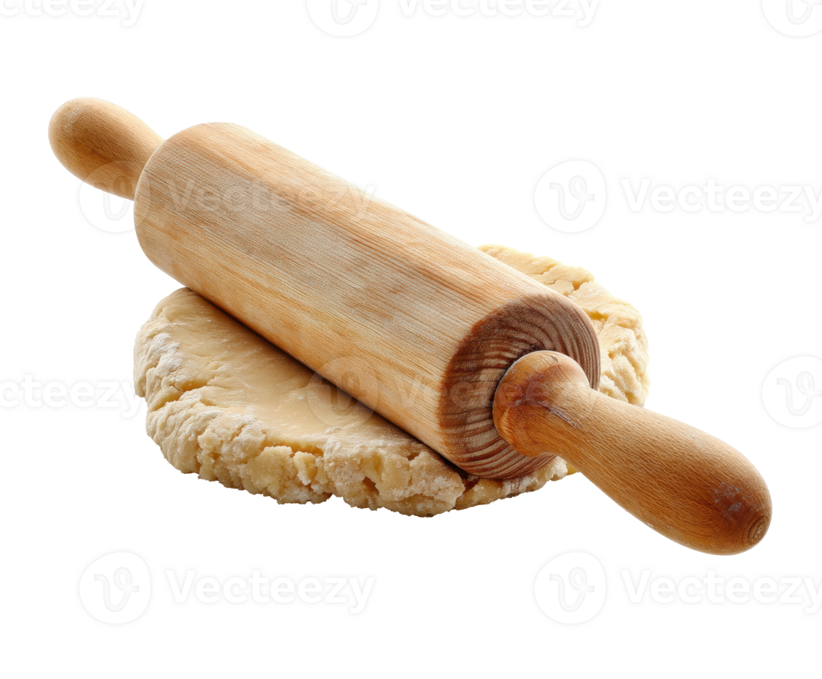 Rolling dough with wooden rolling pin for baking desserts png