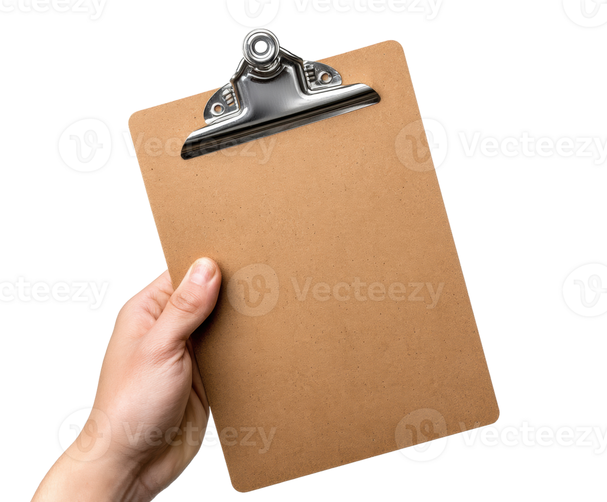 Blank clipboard in hand for note-taking and organization png