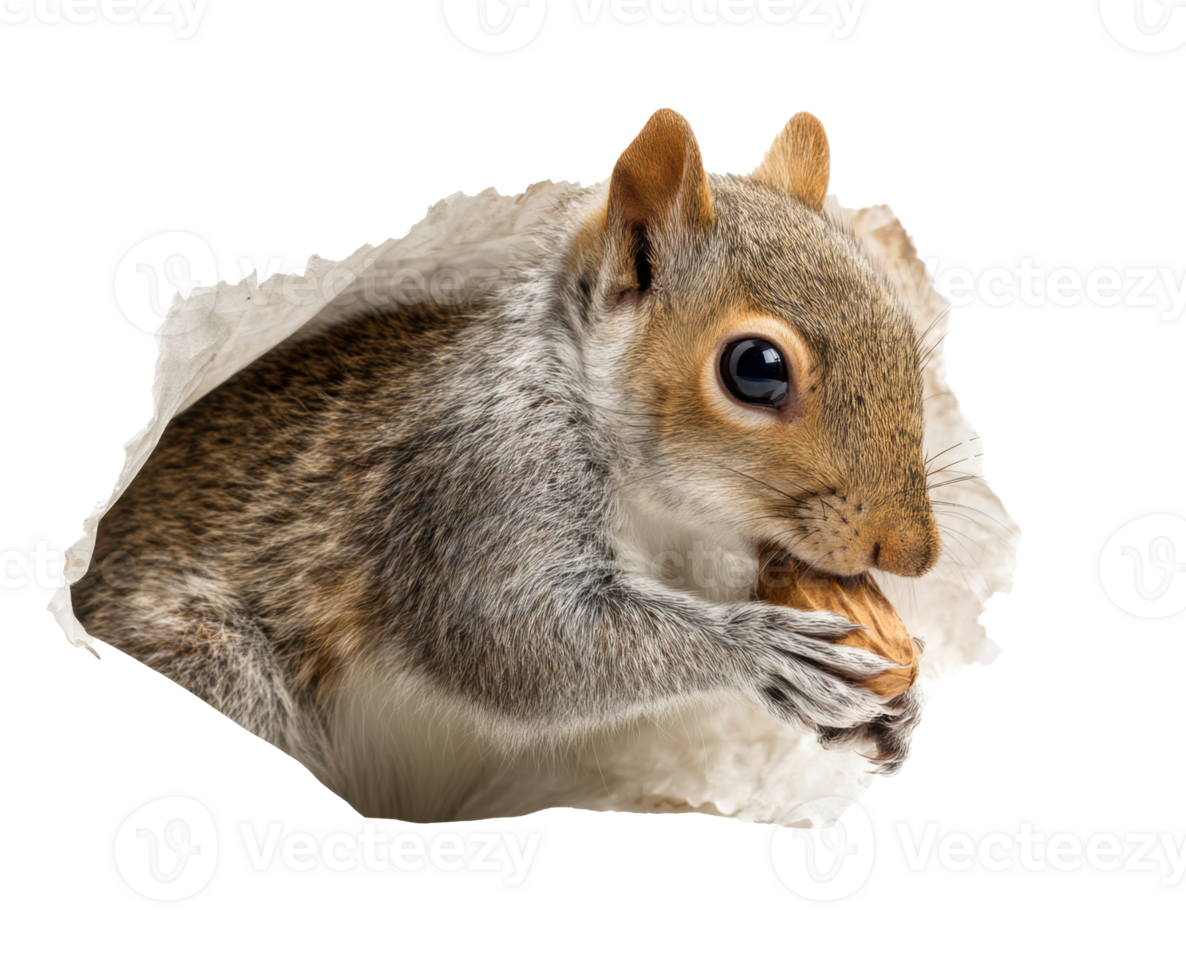 Squirrel enjoying a nut in a natural setting png
