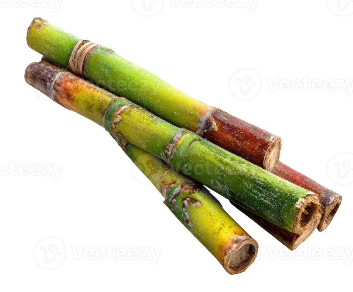 Fresh sugar cane stalks ready for juicing and cooking png
