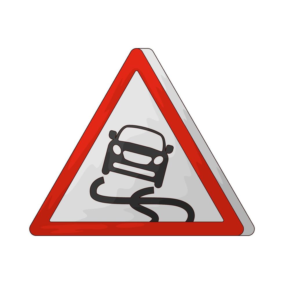 slippery road symbol vector
