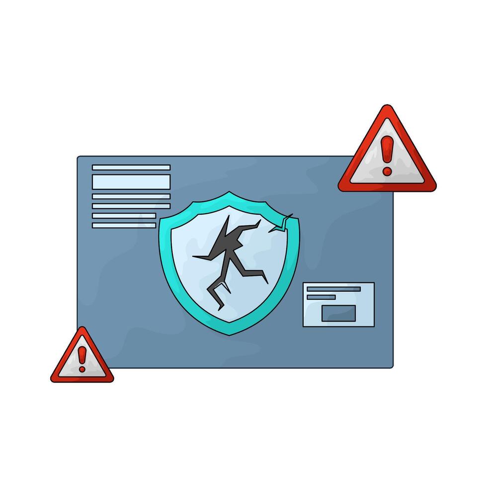 broken shield illustration vector