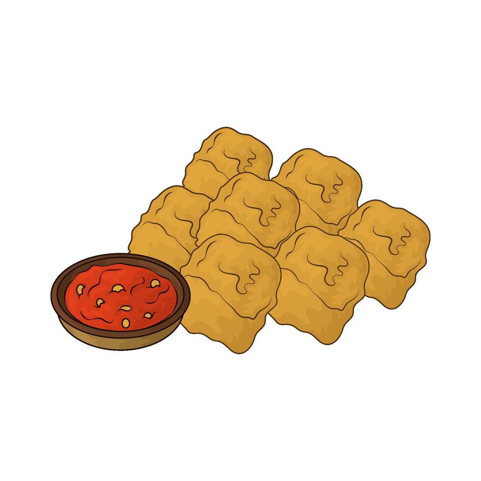 fried tofu with sauce vector