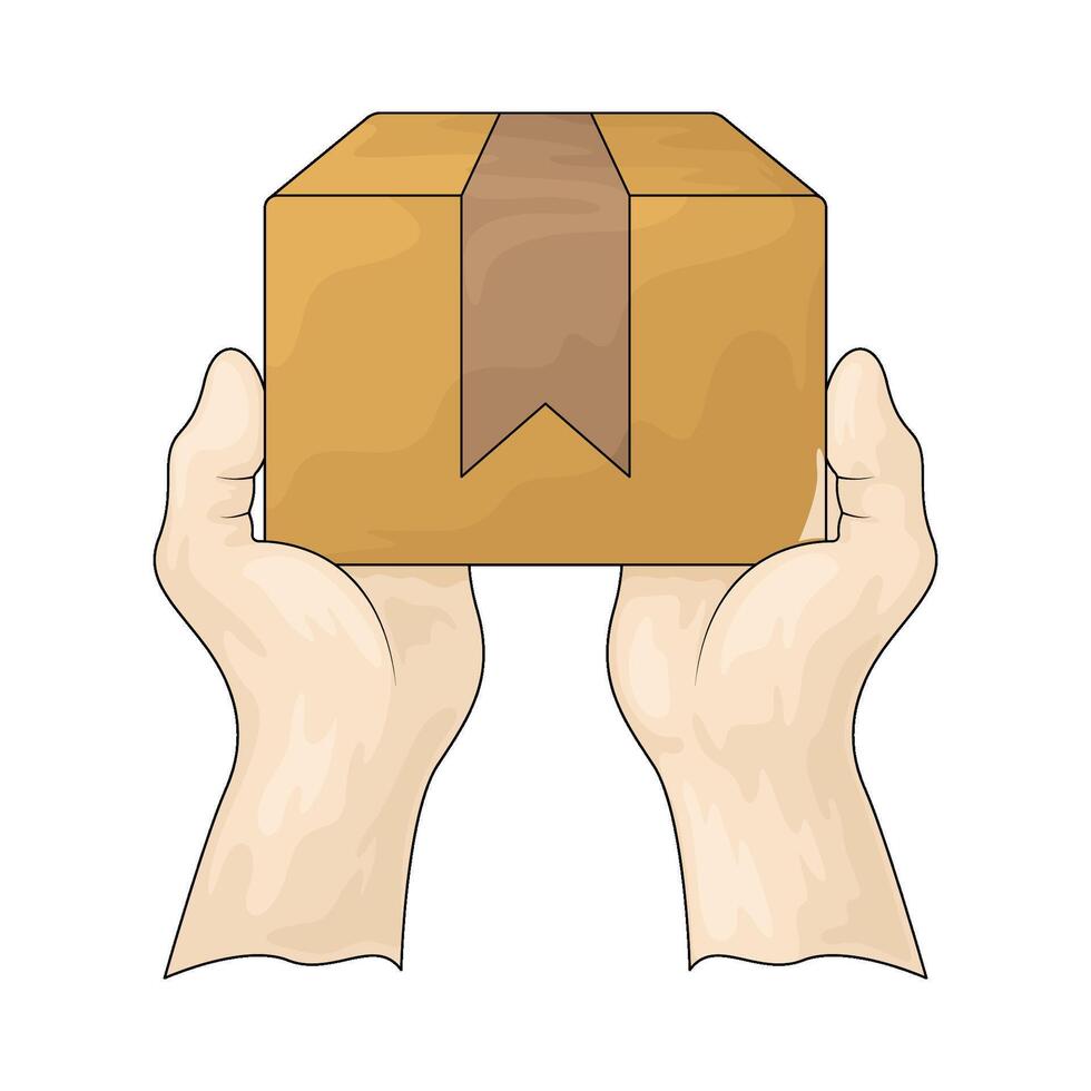 hand holding box vector