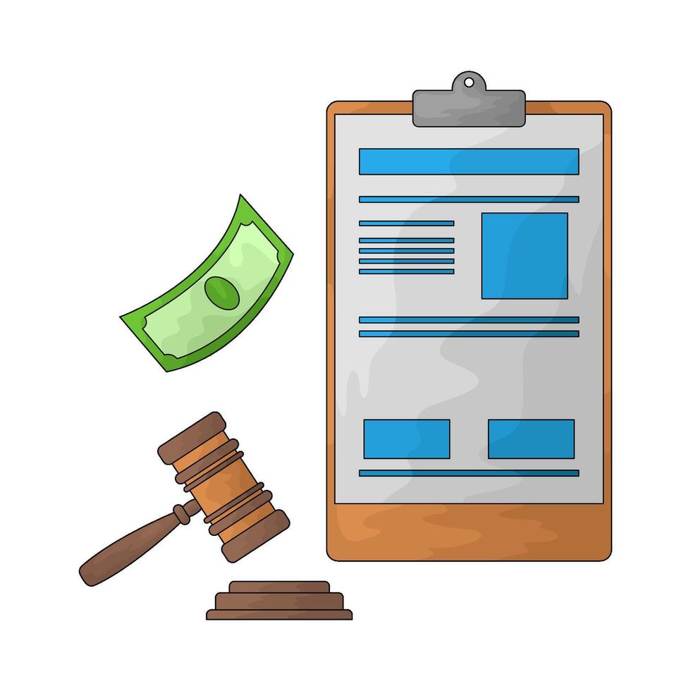 Bankruptcy report with gavel vector
