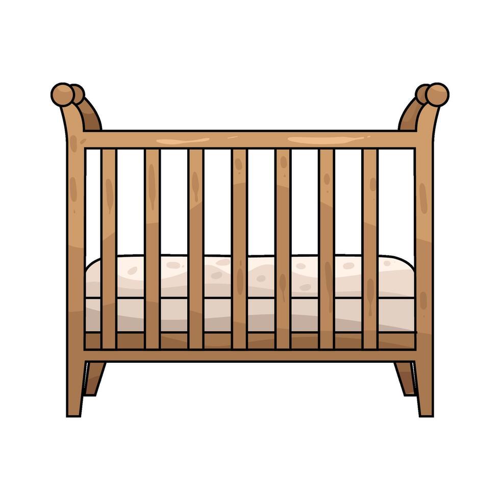 wooden baby bed vector
