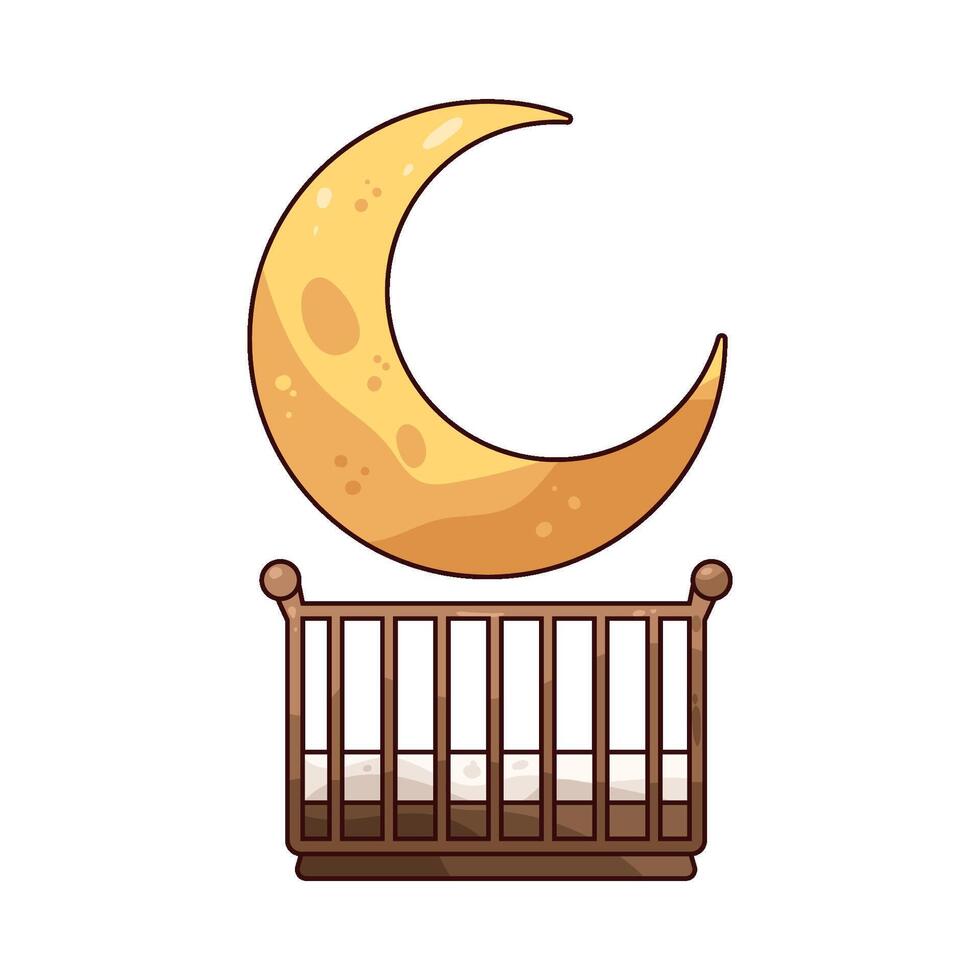 baby crib with moon vector