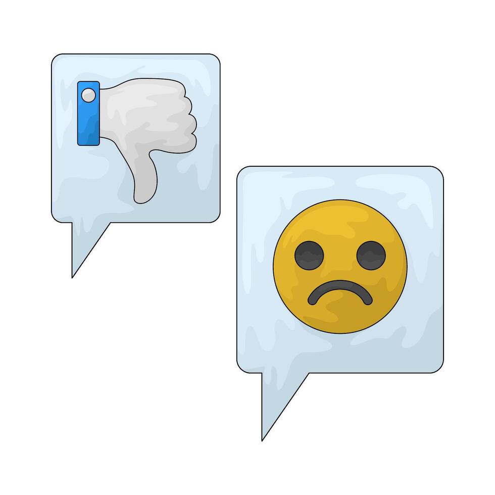 thumbs down with sad emoji vector