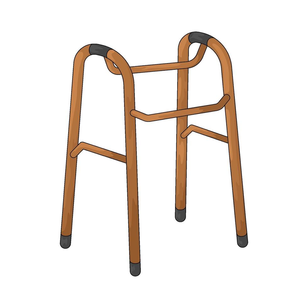 wooden walking aid vector