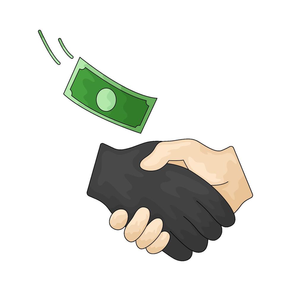 handshake bribe illustration vector