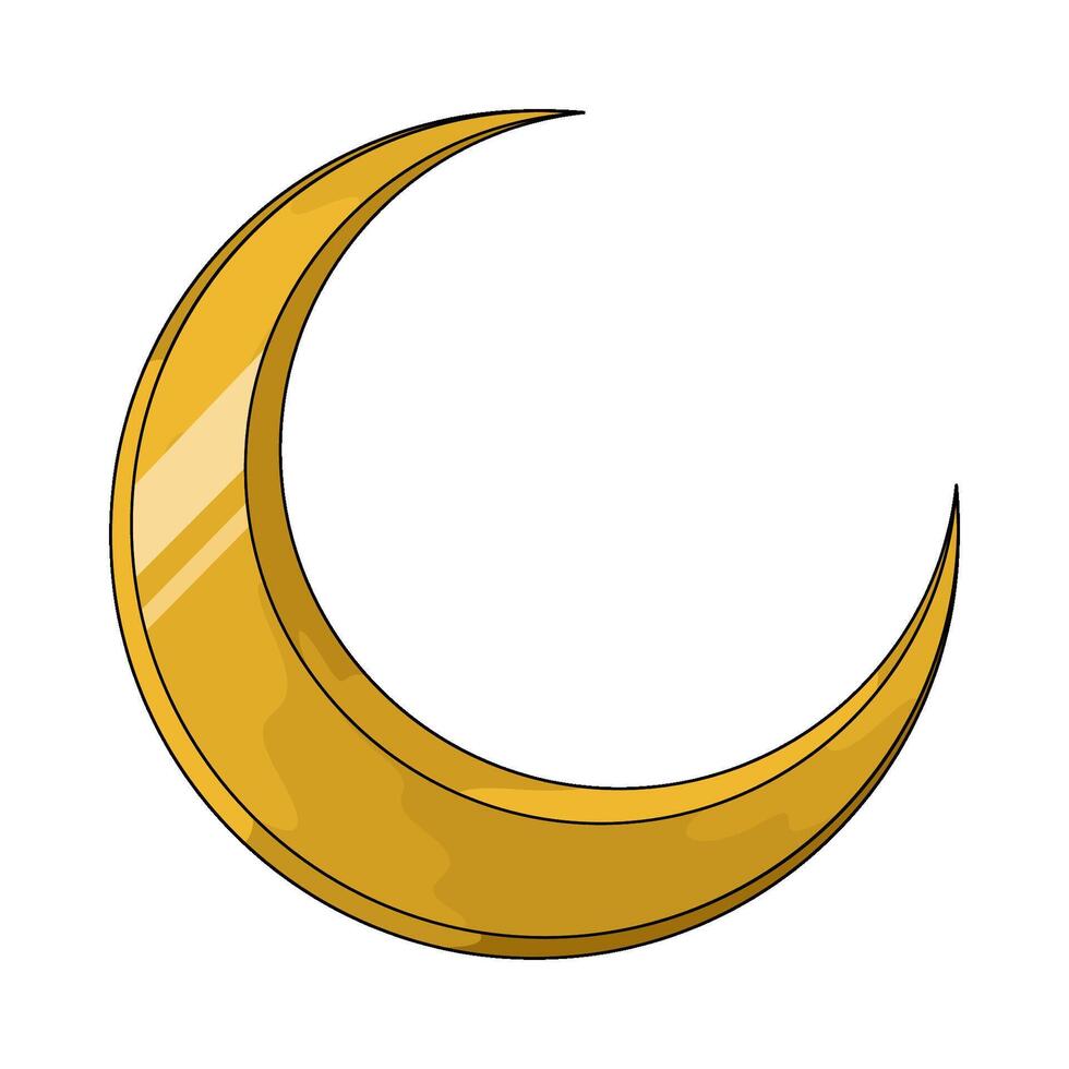 golden crescent moon vector