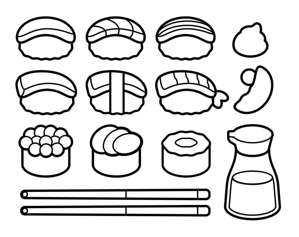 Sushi set of icons illustration vector
