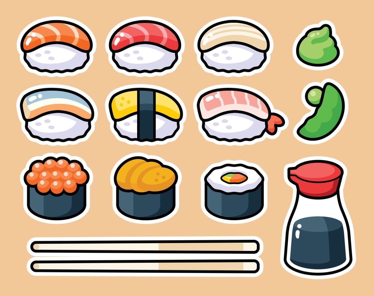 Sushi set illustration vector