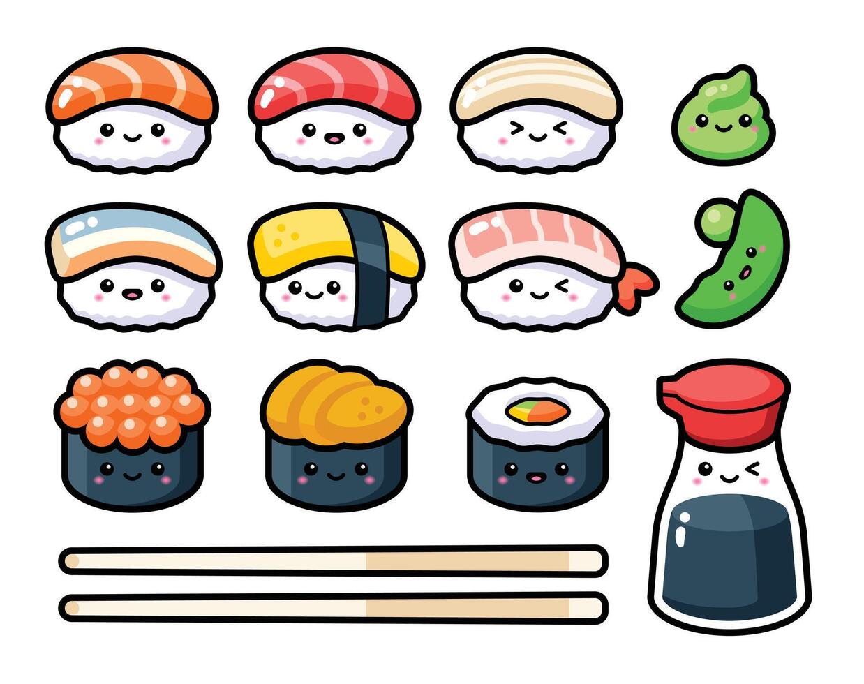 Sushi set with chopsticks and sushi vector