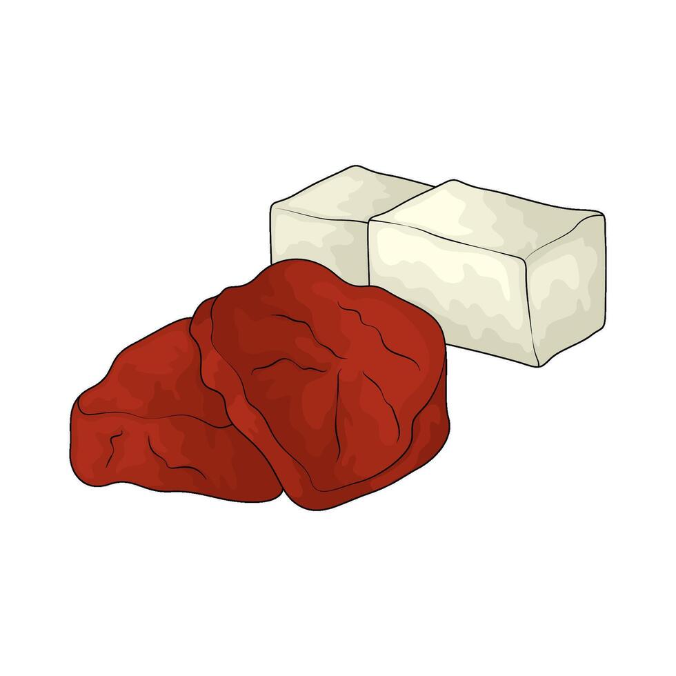 meat and tofu illustration vector