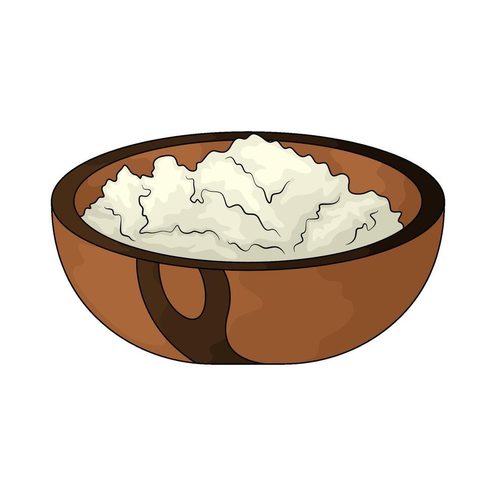 rice on wooden bowls vector