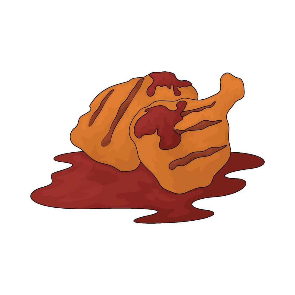 Chicken with spicy sauce vector