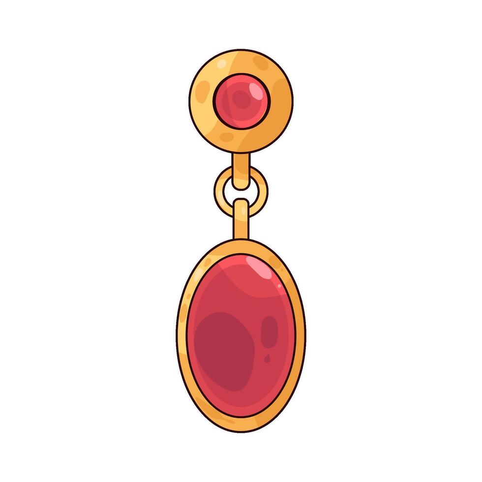 red gem earrings illustration vector