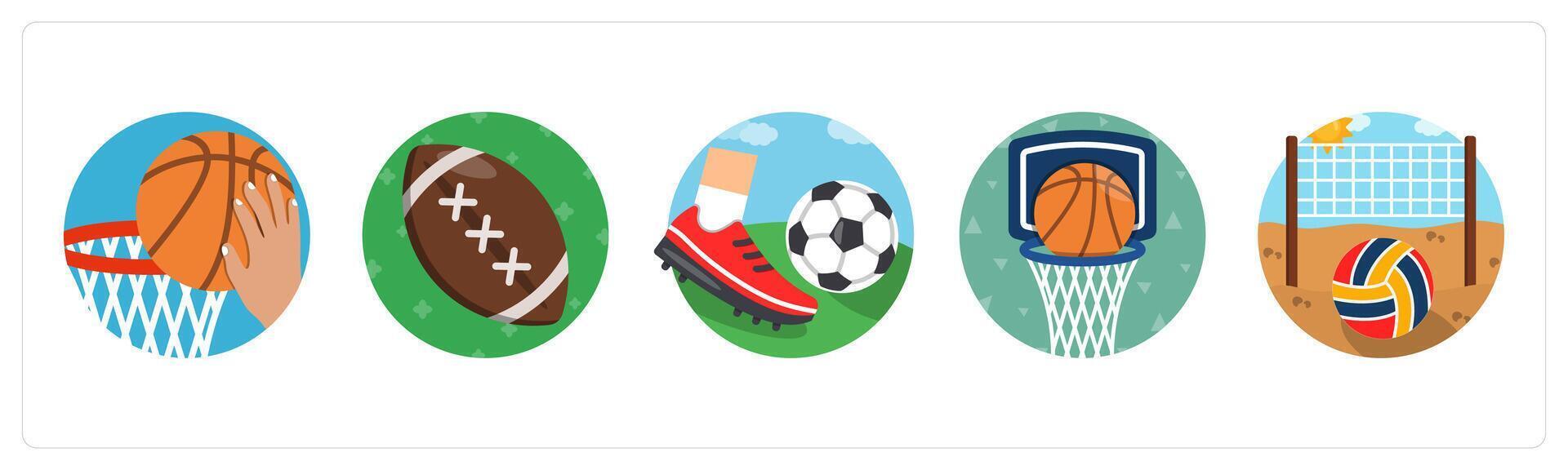 A set of 5 mix icons as dunk, rugby, kick football vector