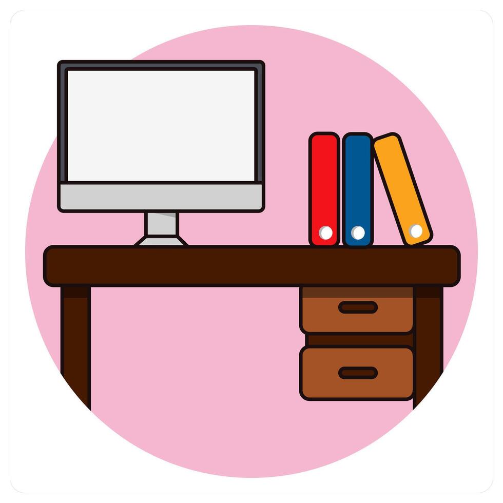 Office Table icon concept design vector