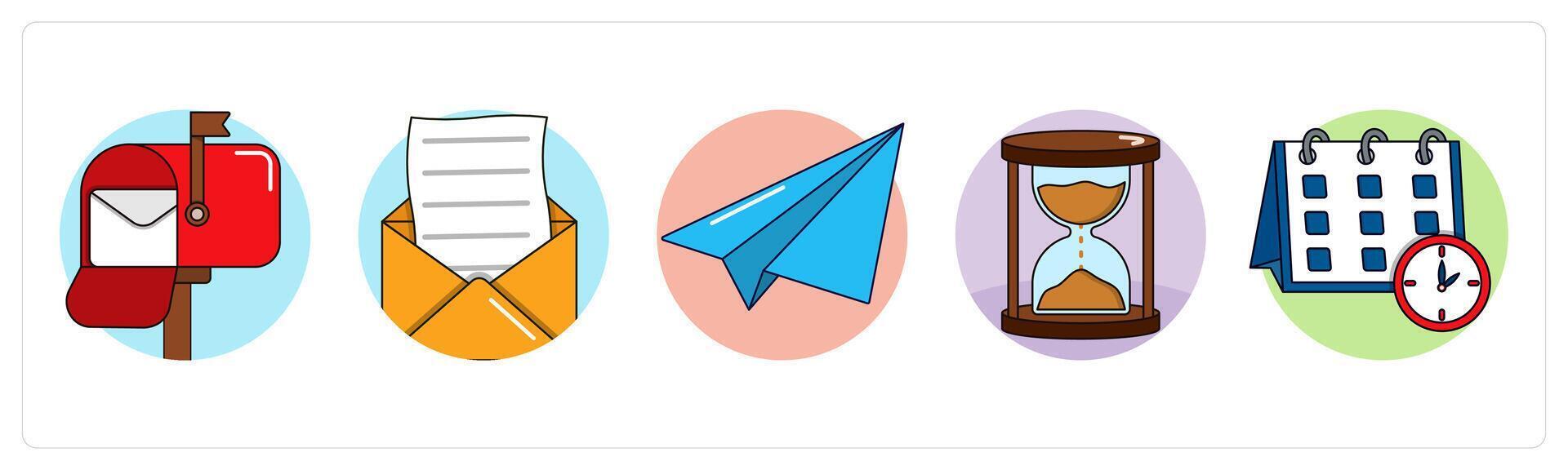 A set of 5 business icons as mail box, envelope, paper plane vector