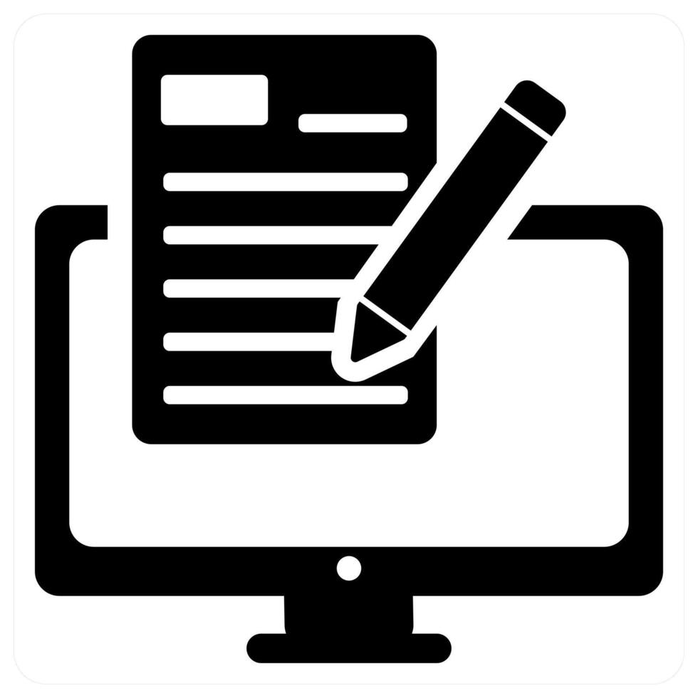 Online Editing icon concept design in black color vector