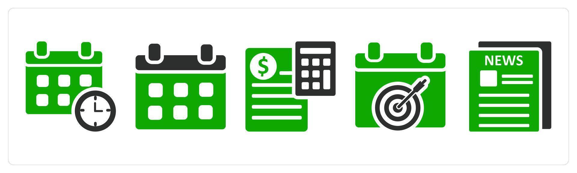 A set of 5 business icons as schedule, calendar, budget vector