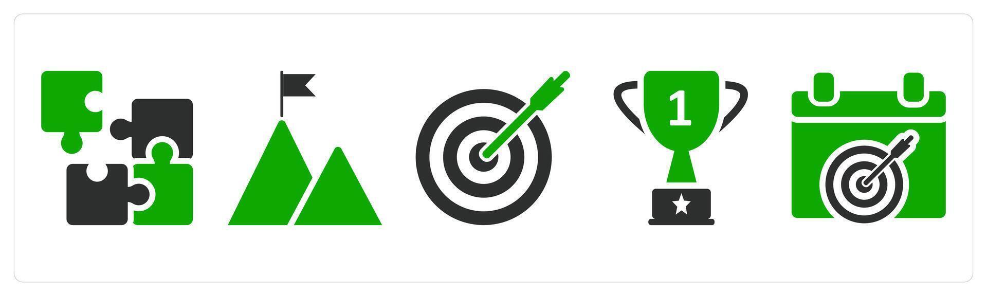 A set of 5 business icons as collaboration, mission, goal vector
