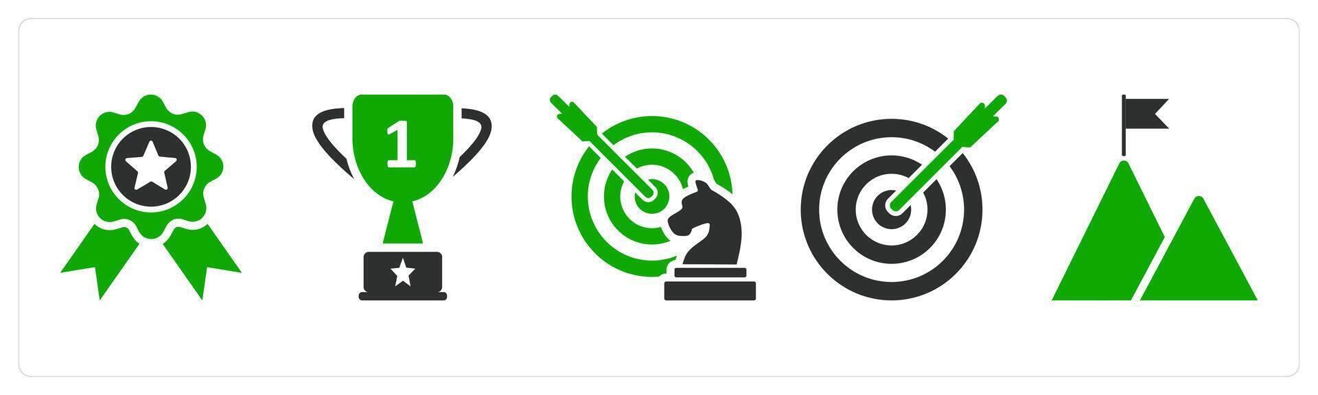 A set of 5 business icons as badge, trophy, strategy vector