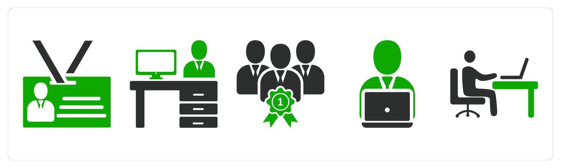 A set of 5 business icons as id card, office, manager vector