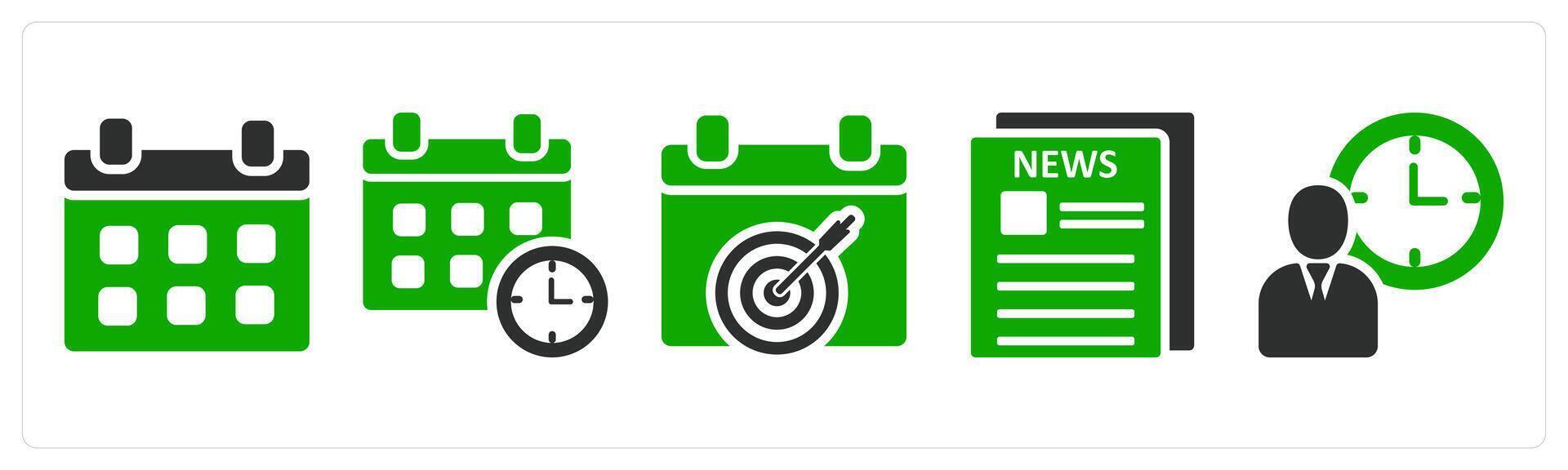A set of 5 business icons as calendar, schedule, goal plan vector