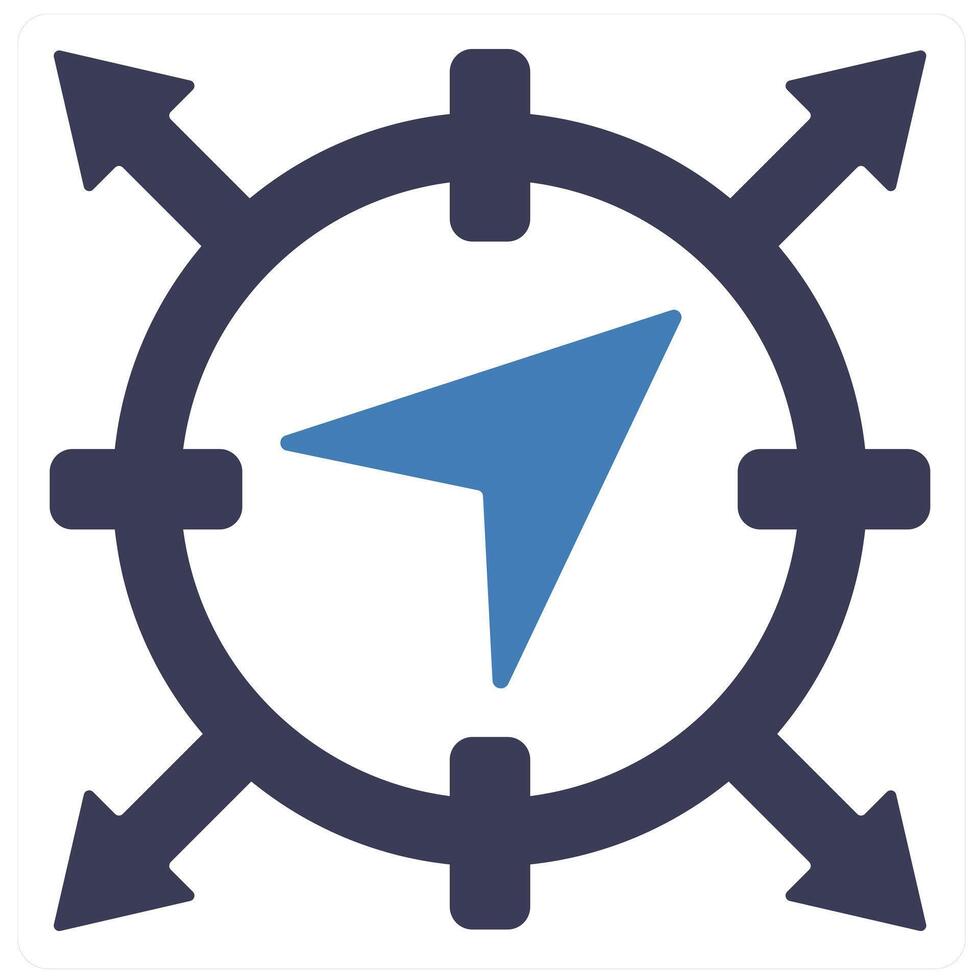 Navigation and map icon concept in blue filled color vector