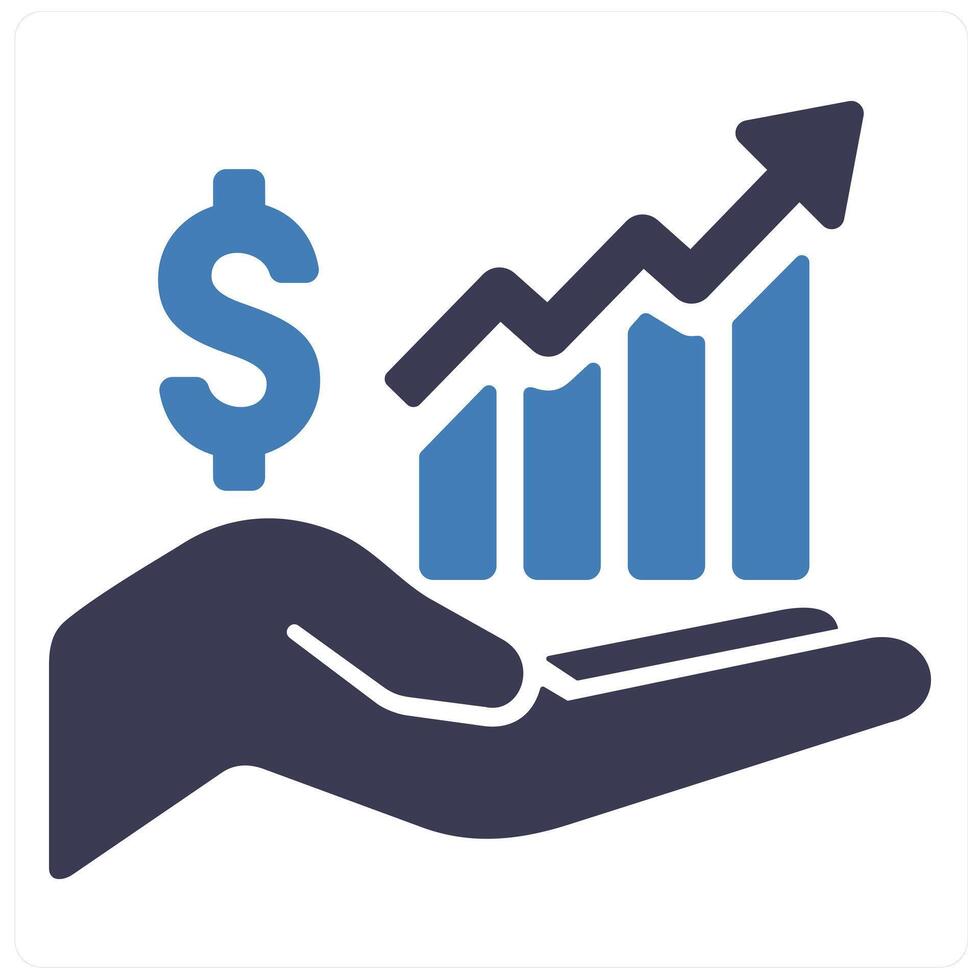 Increasing Revenues and growth icon concept in blue filled color vector