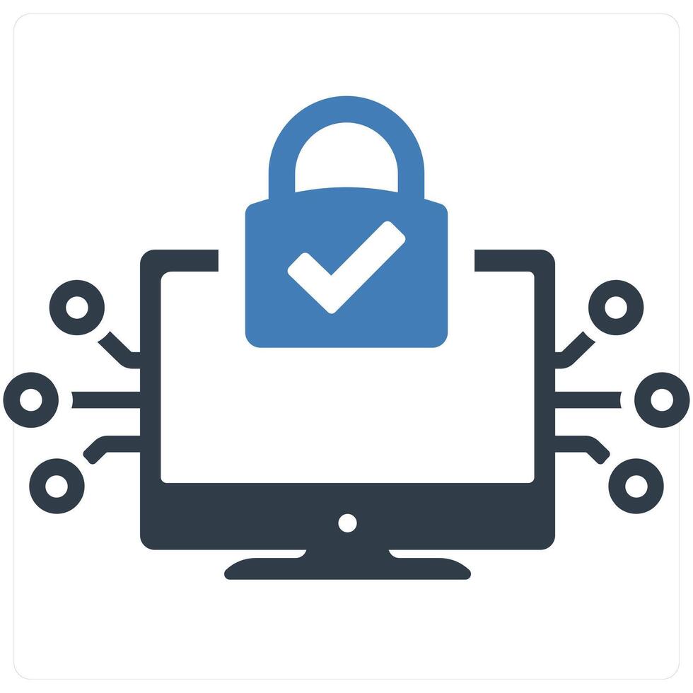 Security and protection concept in blue filled color vector