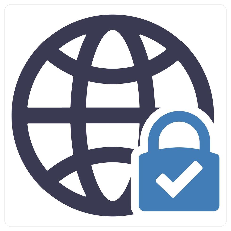 Global Security and international icon concept in blue filled color vector
