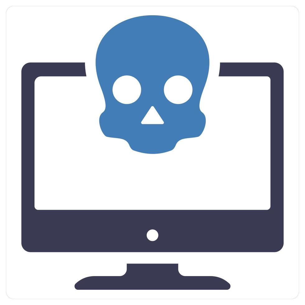 Cyber Crime and online crime icon concept in blue filled color vector