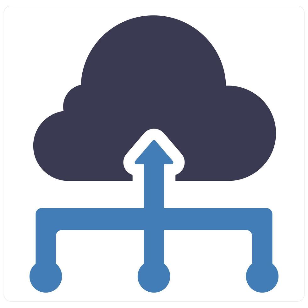 Cloud Hosting and server icon concept in blue filled color vector