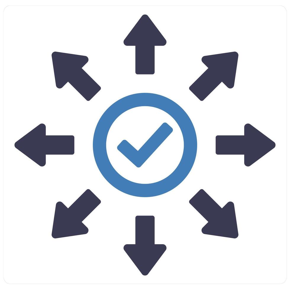 Research and search icon concept in blue filled color vector
