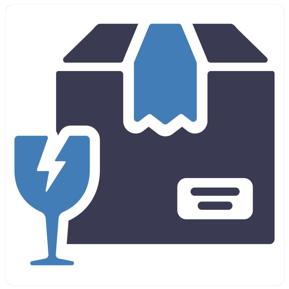 Fragile and box icon concept in blue filled color vector
