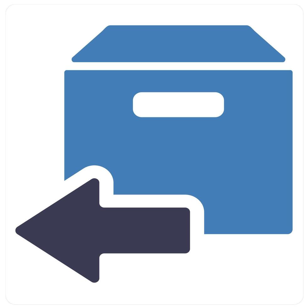 Return and package icon concept in blue filled color vector