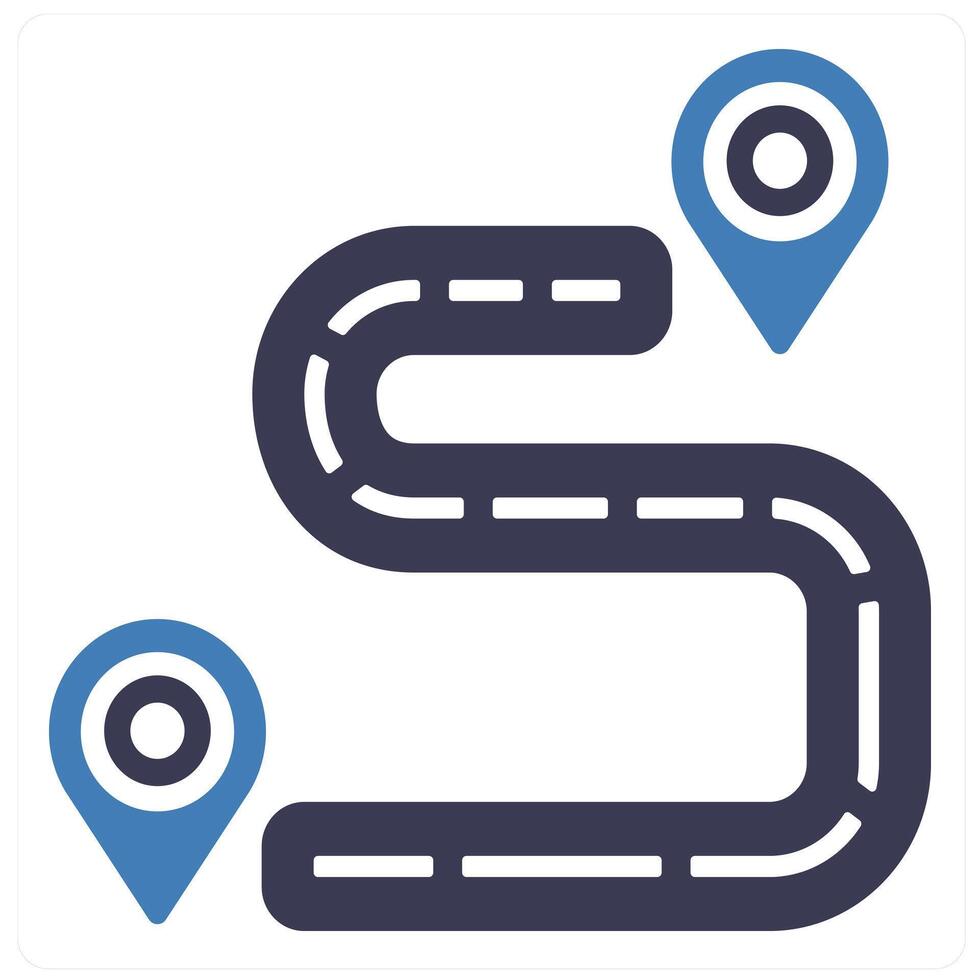 Distance and location icon concept in blue filled color vector