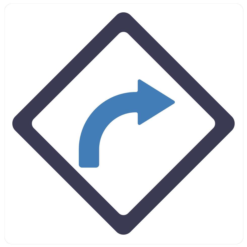 Turn and way icon concept in blue filled color vector