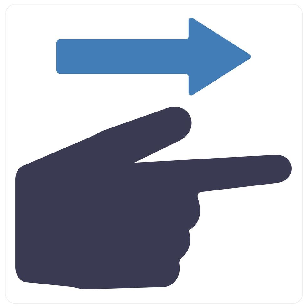 Point Right and way icon concept in blue filled color vector