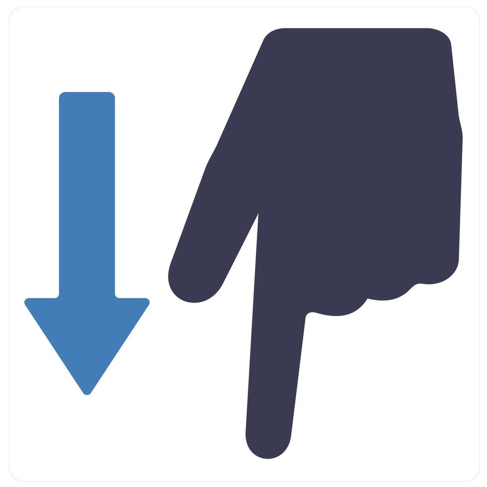 Point Down and way icon concept in blue filled color vector