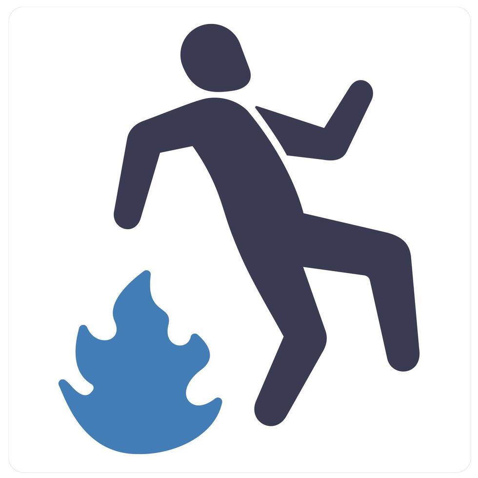 Fire and male icon concept in blue filled color vector