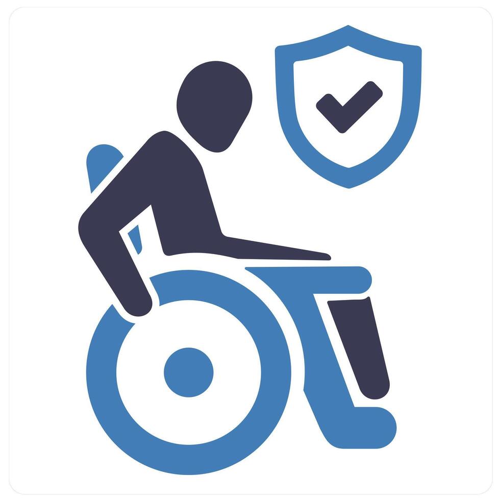 Disability Insurance and insurance icon concept in blue filled color vector