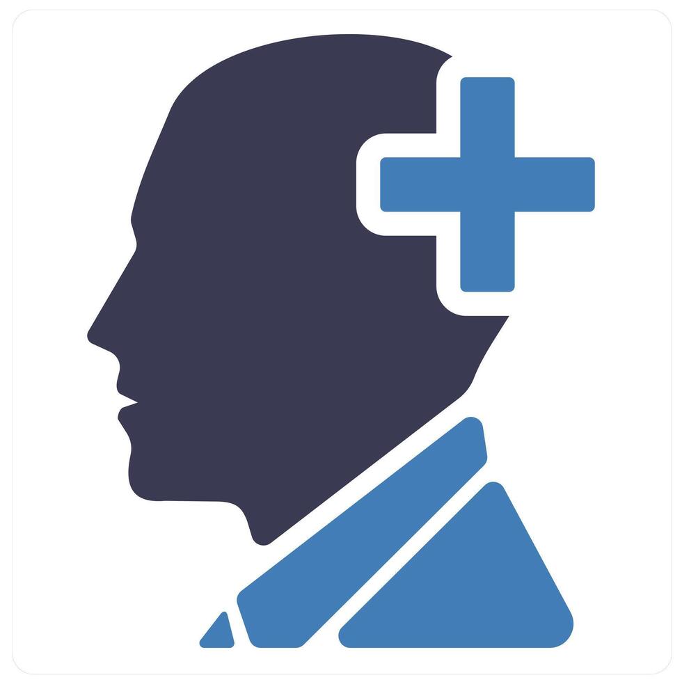 Mental Health and brain icon concept in blue filled color vector