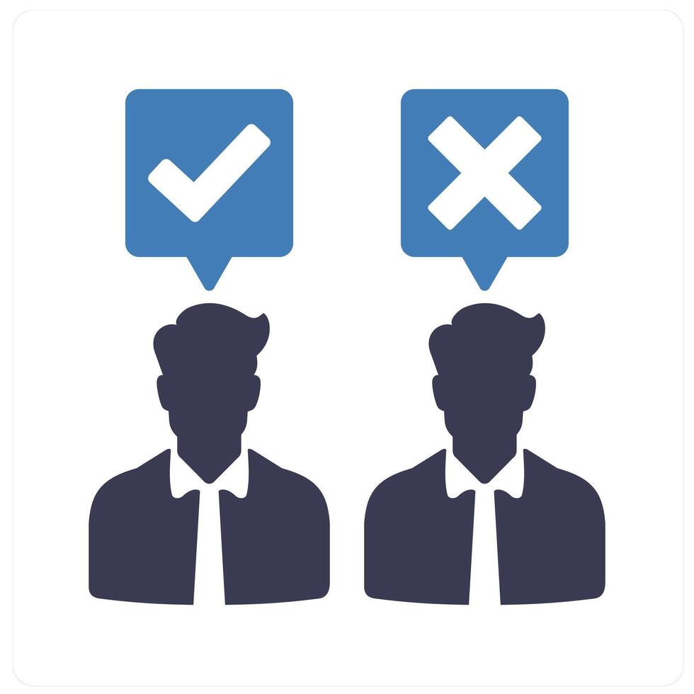 Opinion and conclusion icon concept in blue filled color vector