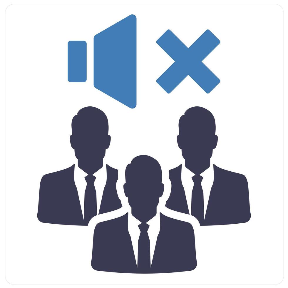 Mute People and mute icon concept in blue filled color vector